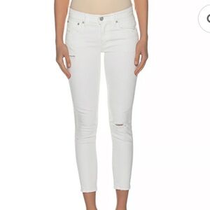 Moussy Vintage Velma Distressed Cropped Skinny Jeans White Size 27